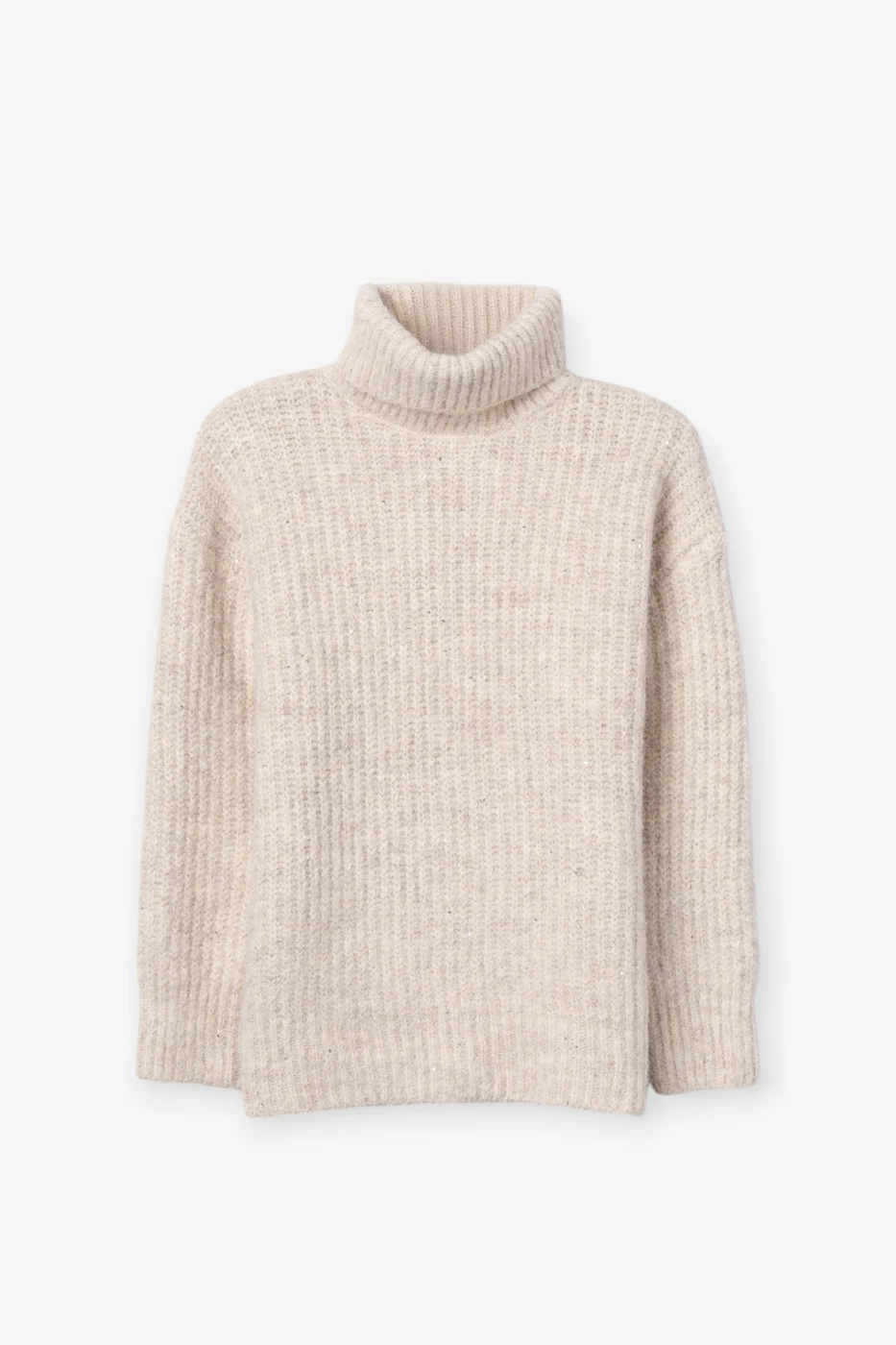 Midnight_1 — Jersey de cuello alto en punto grueso beige. - 152