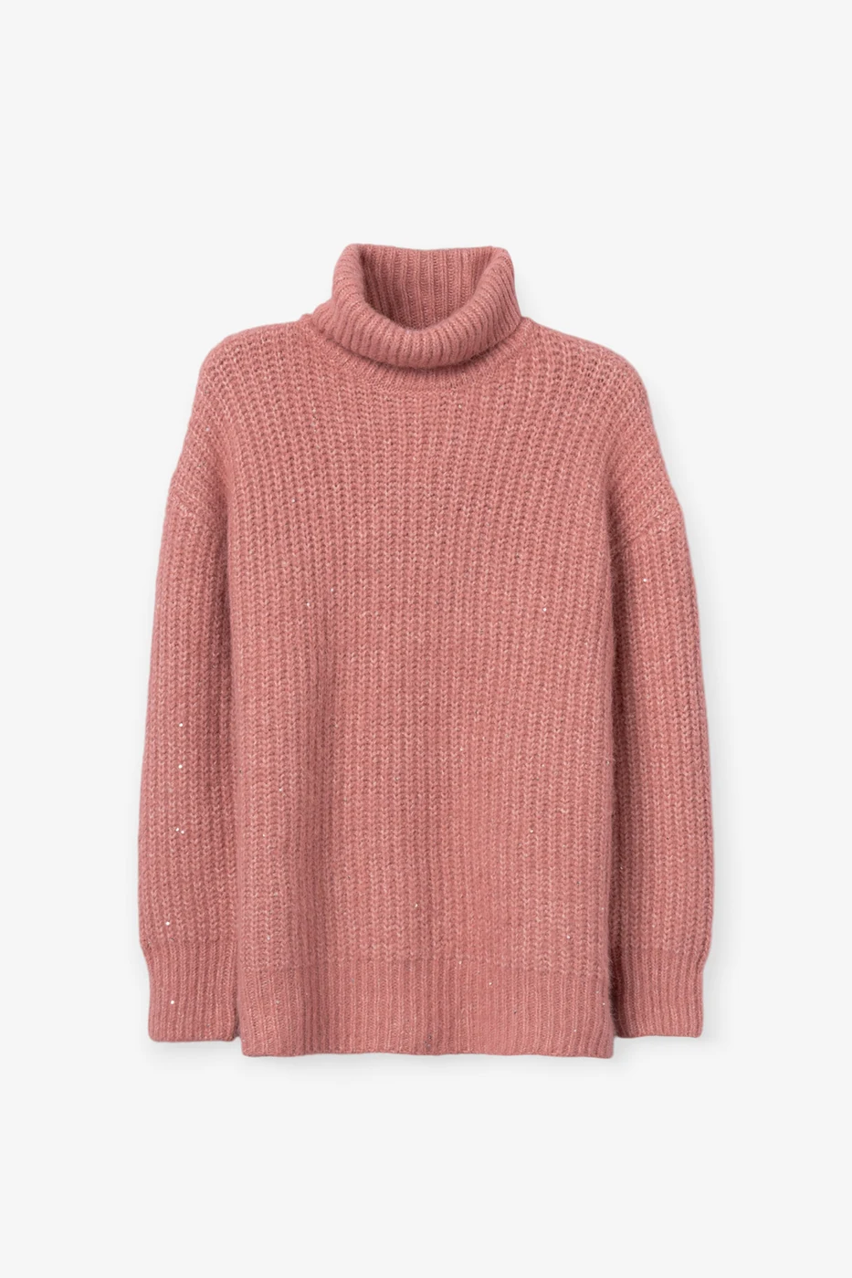 Midnight_1 — Jersey de cuello alto en punto grueso rosa. - 652
