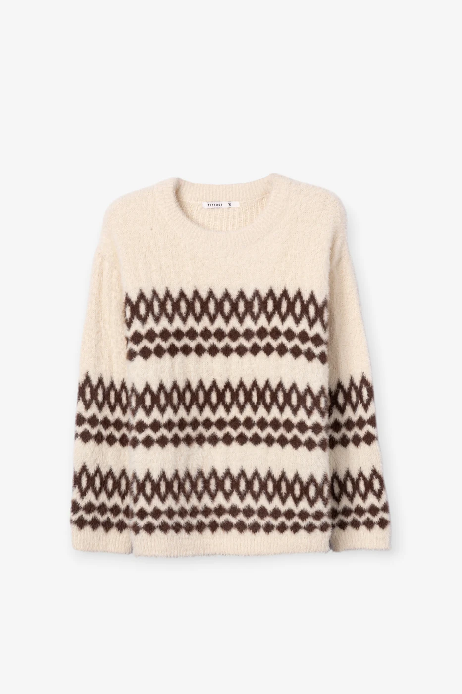Portinari — Jersey de cuello alto (cisne) en punto jaspeado beige/abedul. - 104