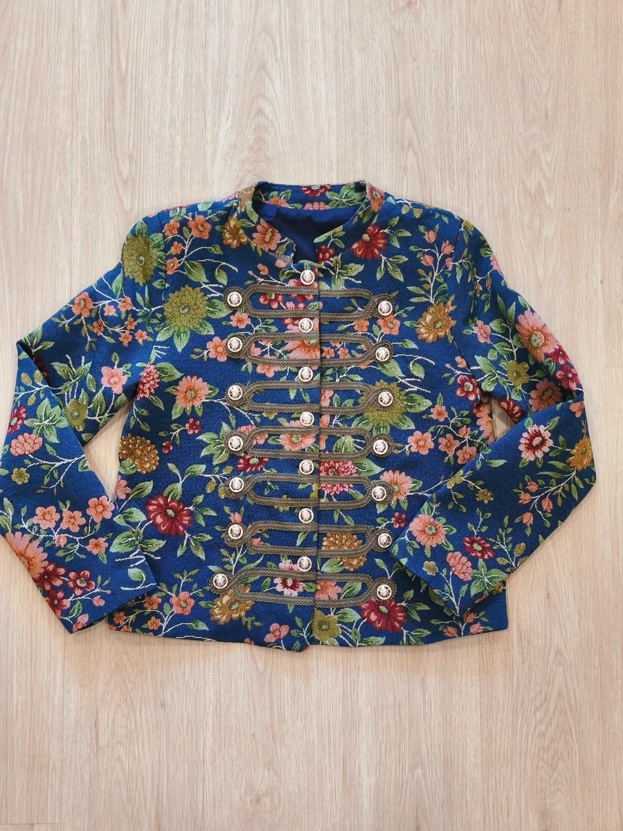 Chaqueta militar de flores - Azul