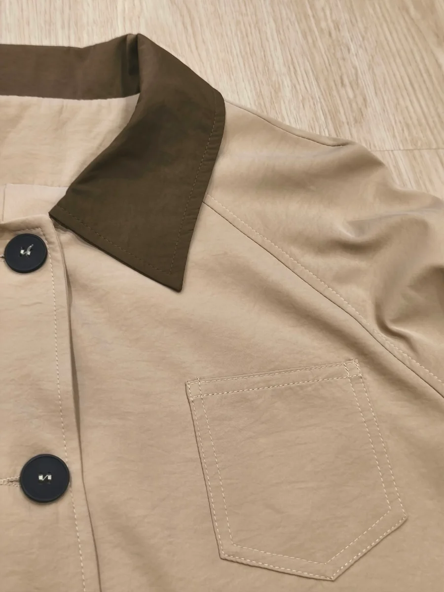 Sobrecamisa con cuello en contraste - Beige