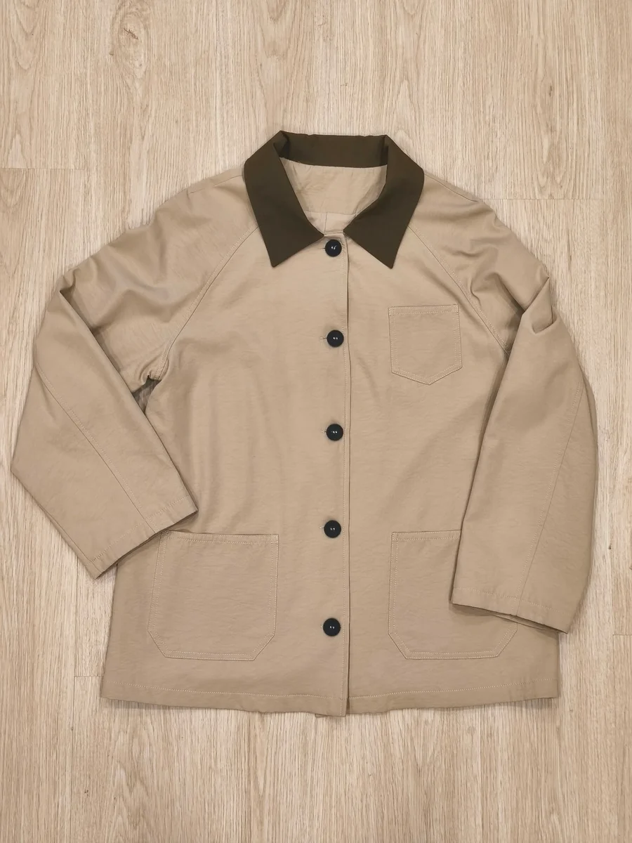 Sobrecamisa con cuello en contraste - Beige