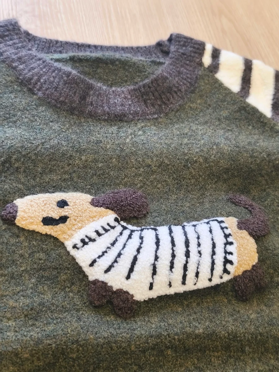 Jersey con perro salchicha - Caqui
