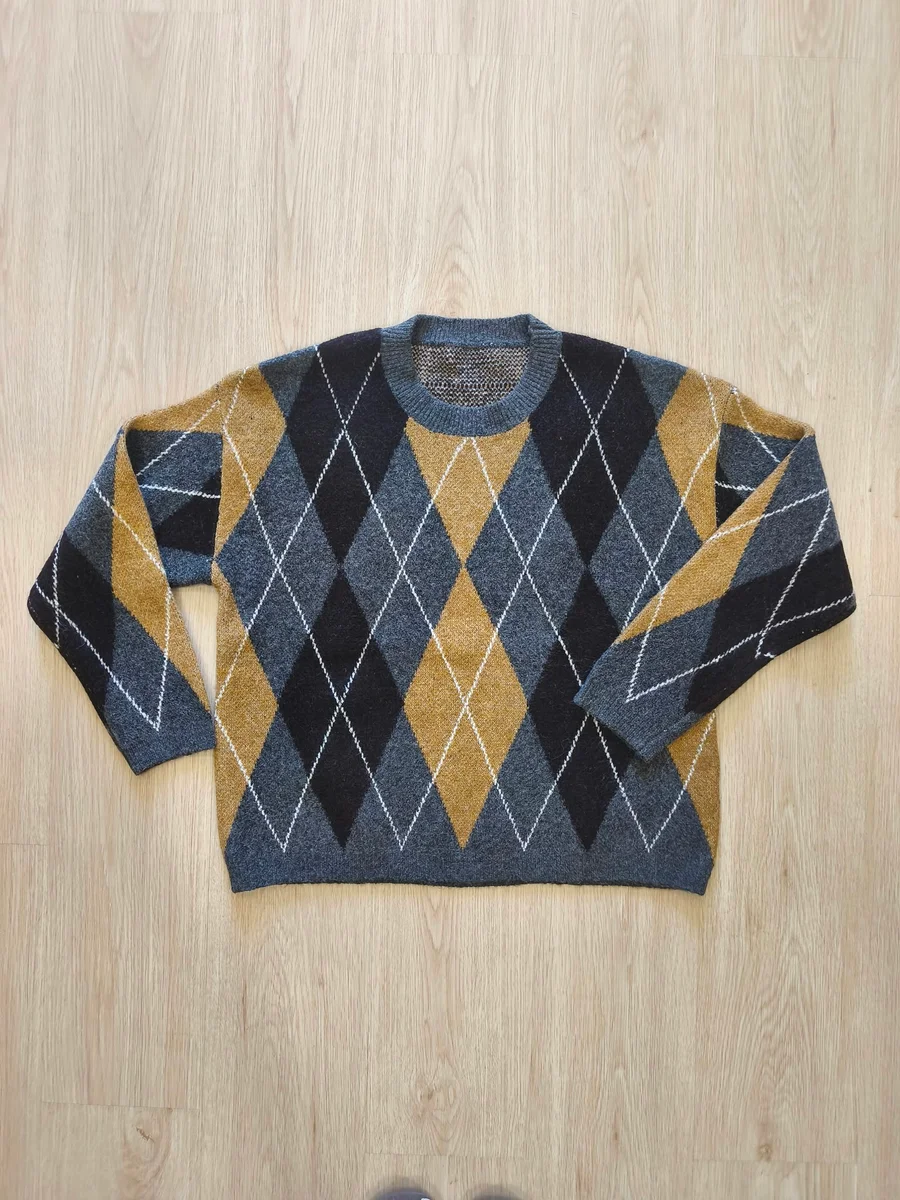 Jersey de rombos - Gris y mostaza