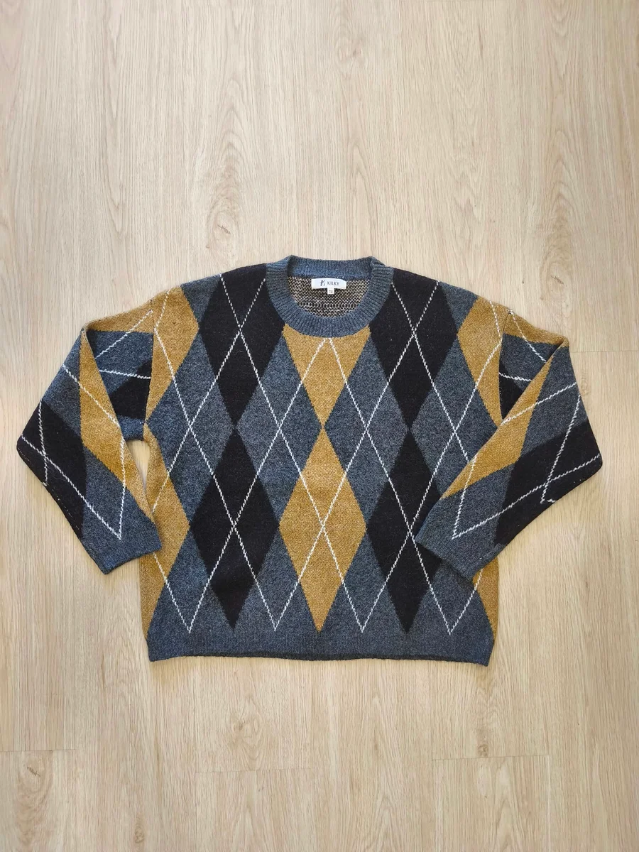 Jersey de rombos - Gris y mostaza