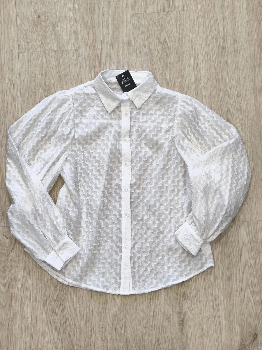 Camisa blanca texturizada - Blanco