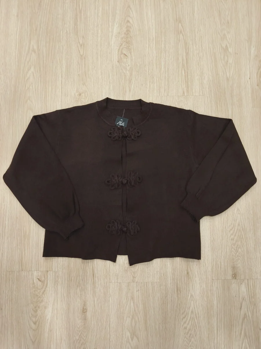 Chaqueta corta con alamares - Marrón