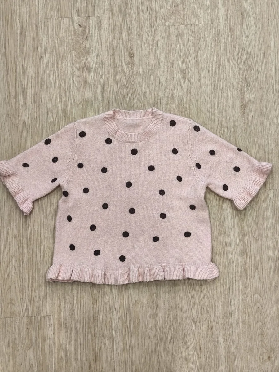 Top de punto de topos con volantes - Rosa