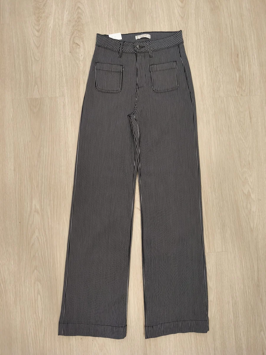 Pantalón ancho de rayas - Negro