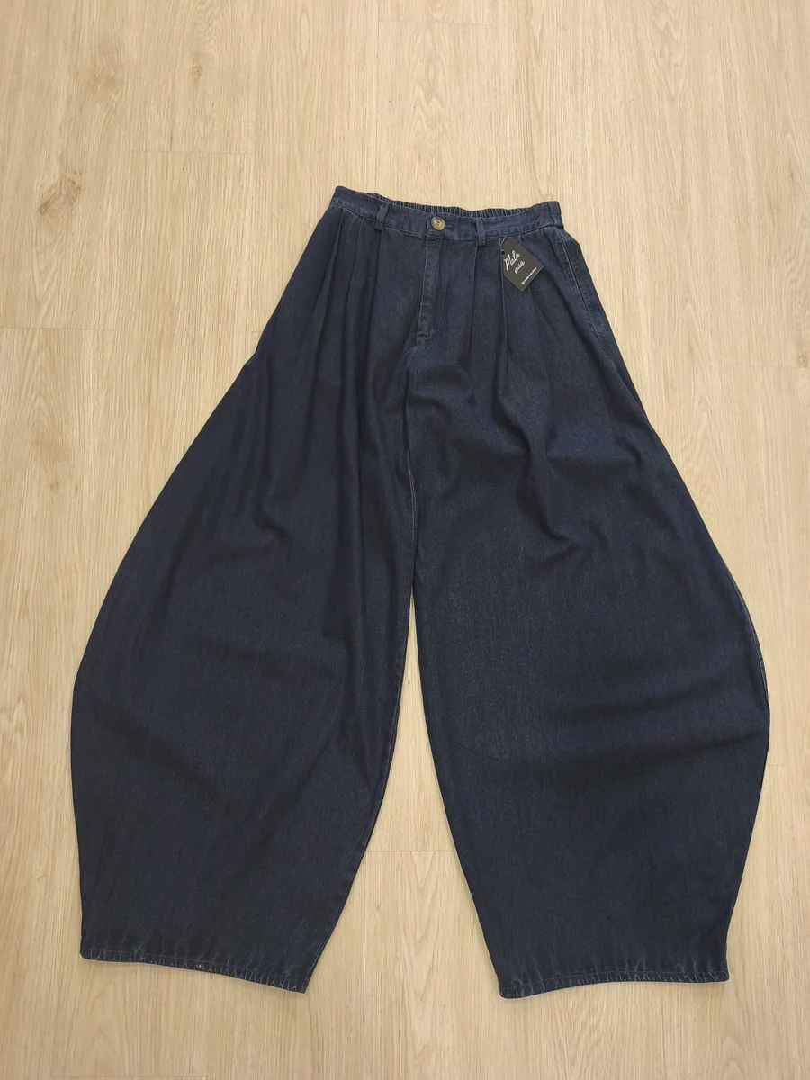 Pantalón vaquero globo - Azul oscuro