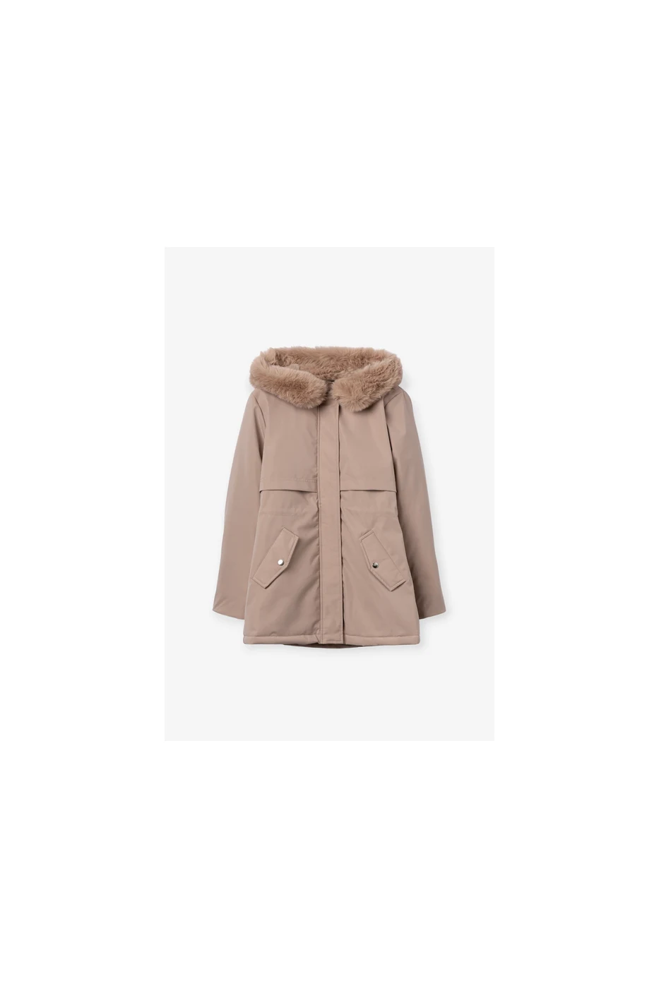 Abrigo beige con capucha - Beige