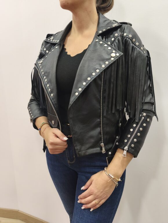 Biker negra flecos