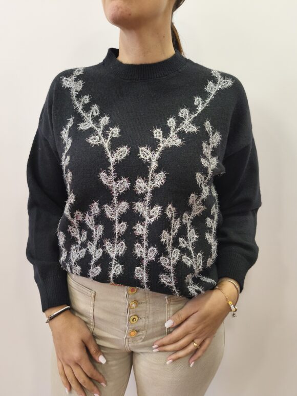 Jersey bordado efecto floral