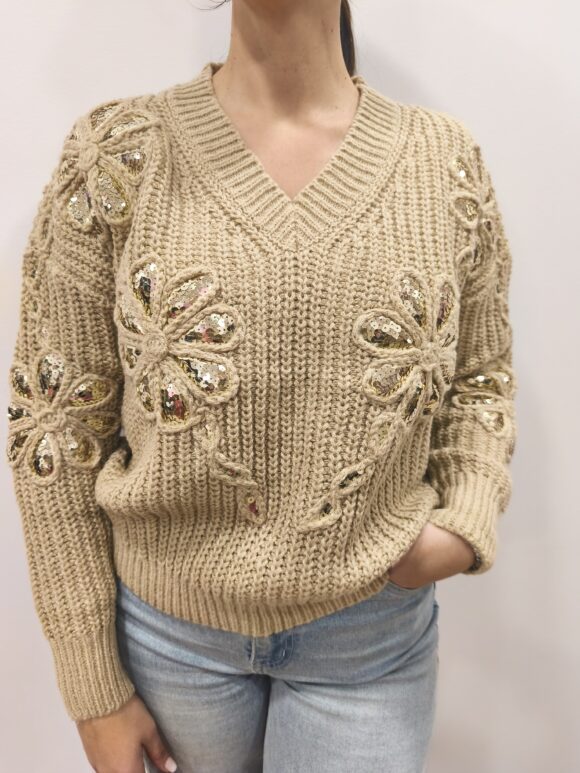 Jersey flor lentejuelas galleta