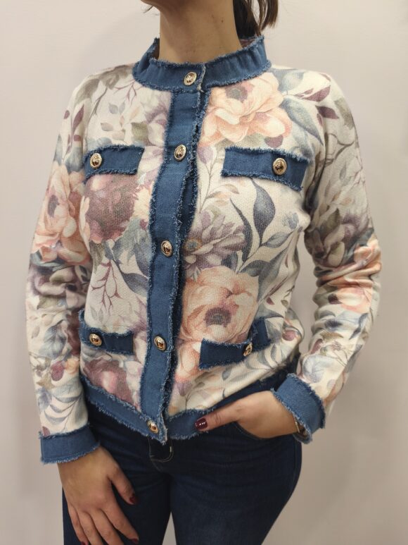 Chaqueta floral denim