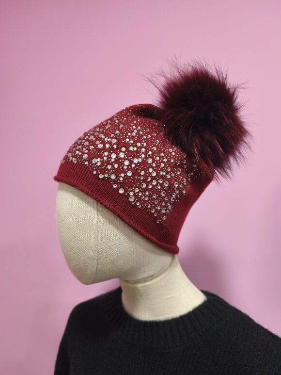 Gorro piedritas granate